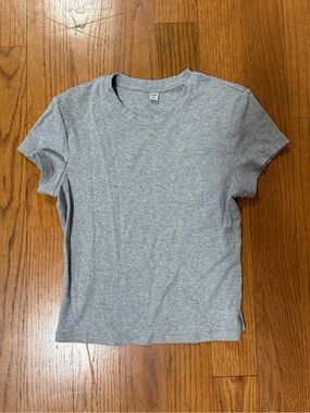Uniqlo Women's Mini T-Shirt, White, Gray, Small